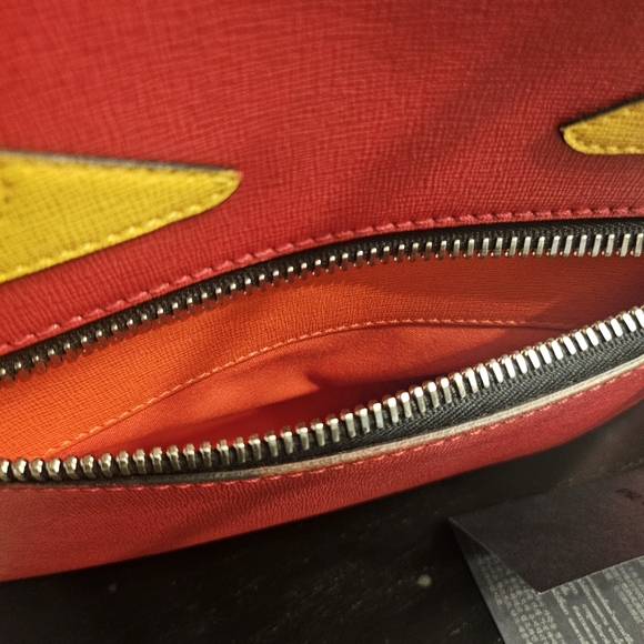 Fendi Monster Eyes Tote – Red Saffiano Leather With Fendi Charm - Picture 6 of 16